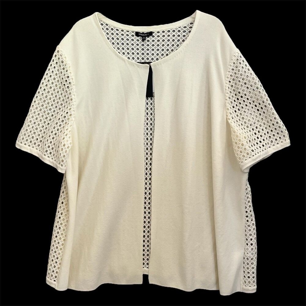 Lafayette 148 Open Knit Top 3X Quiet Luxury Cardigan Layering Office Career NWT